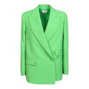 Grønn dobbeltspent jakke med peak-lapeller