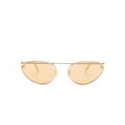 Gullfargede Cat-Eye Solbriller med Gule Flash Linser