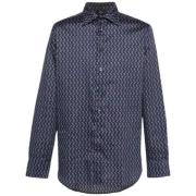 Blå og Multifarget Kasjmirtrykk Skjorte