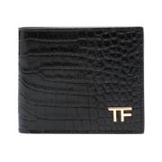 Svart lommebok med krokodilleprint og TF-logo