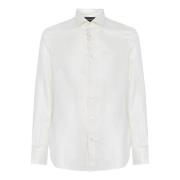 Perforert Stripet Hvit Bomullsskjorte