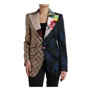 Multifarget Blomster Jacquard Patchwork Blazer