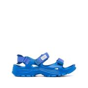 Blå Gummiflat Sandaler med Justerbare Stropper