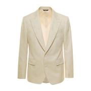 Beige Jacquard Logo Blazer for Menn