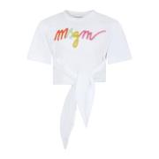 Hvit Bomull T-skjorte med Multifarget Print