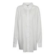 Hvit Oversize Langarmet Skjorte