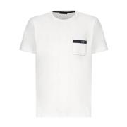 Klassisk Hvit Bomull T-skjorte med Lomme