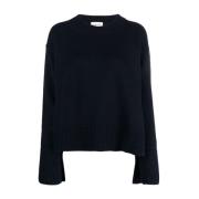 Navy Blue Wide-Sleeve Wool Jumper