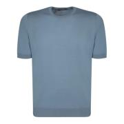 Blå Bomull Rundhals T-skjorte Regular Fit