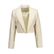 Elegant Offwhite Crop Blazer for Kvinner