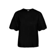 Black Y.a.s Yaslex Ss Top W. Emb Sleeves S. Noos T-Shirt