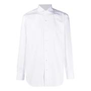Hvit Bomullsskjorte med Spredt Krage
