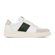 Hvite og Olivengrønne Skinn Sneakers