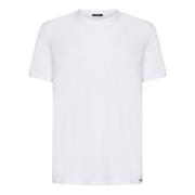 Hvit Ribbet Crewneck T-skjorte for Menn