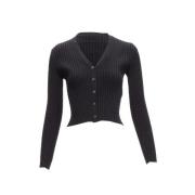 Pre-owned Svart lerret Chanel Cardigan