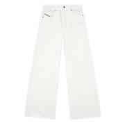 Vintage Hvit Wide Leg Jeans