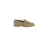 Taupe Semsket Frynse Spenne Loafers