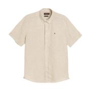 Khaki Morris Stockholm Douglas Linen Ss Shirt-Classic Fit Skjorte