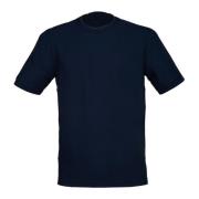 Blå Bomull Crepe T-skjorte med Sidelommer