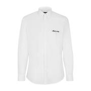 Hvit Bomullsskjorte med Italiensk Krage