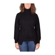 Ribbestrikket høyhalset genser for kvinner