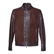 Jacket in dark brown nappa and suede
