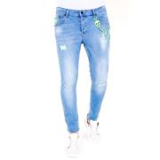 Slim Fit Jeans med Slitasje - 1027