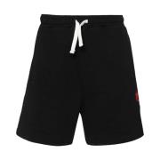Sort bomull Bermuda shorts med logo
