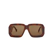 Firkantet Acetat solbriller i brun skilpadde