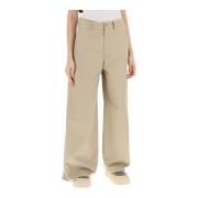 Wide Leg Cotton Gabardine Bukser