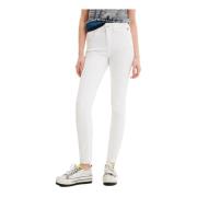 Hvite Plain Jeans med Glidelås Lukking