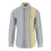 Stripete Bomullsskjorte Med Button-Down Krage