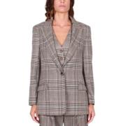 Oversized Rutete Blazer, Brun