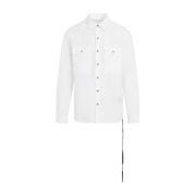 Hvit Bomull Utendørsskjorte Skjorte