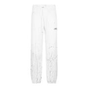 Hvite Cracked Dye Logo Sweatpants