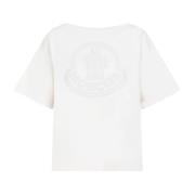 Hvit Bomull T-skjorte Bred Krage