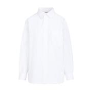 Hvit Bomullsskjorte Zigzag Detaljer