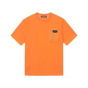 Oransje Fritid T-skjorte med Frontlomme