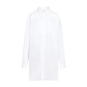 Hvit Bomullsskjorte med Spiss Krage