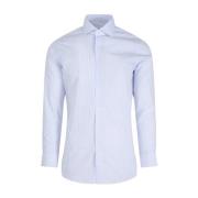 Blå og hvit Stripet Bomullsskjorte