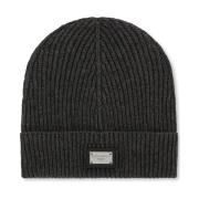 Grå Logo-Patch Strikket Beanie Lue