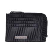 Document holder in black perforated calfskin
