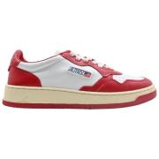 Røde Lave Skinn Sneakers