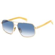 Striped Beige Gold/Blue Shaded Sunglasses