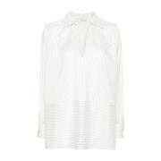 Hvit Pinstripe Skjorte Franske Mansjetter