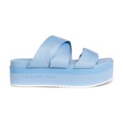 Blå Flat Sandal med Webbing Stropper