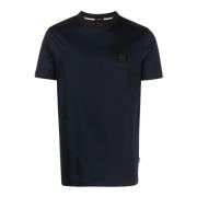 Blå Rund Hals Jersey Logo T-skjorte