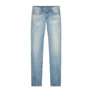 Blå Bomullsblanding Slim Fit Jeans