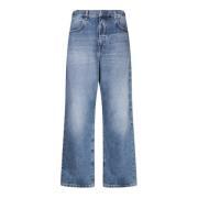 Blå Bomull Jeans Mid-Rise Klassiske Lommer