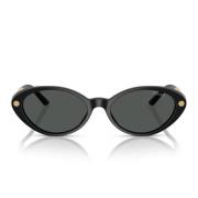 Ovale solbriller med mørkegrå linser